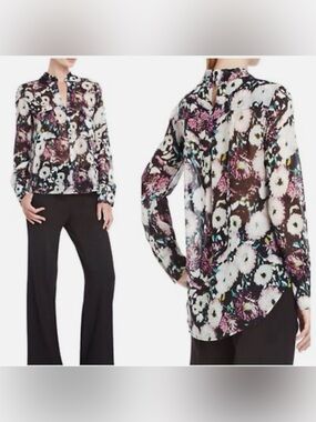 BCBG MAXAZRIA TOP
SHIRT BLOUSE BLACK WHITE PINK
EMMA Sheer Floral Blouse